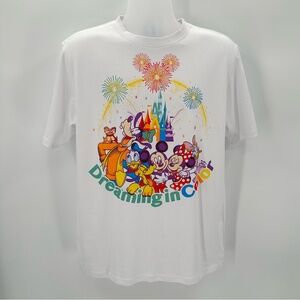 Tokyo Disney Tshirt Dreaming in Color L Adule Short Sleeve Tee White Crew